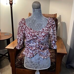 No Frills Los Angeles Women's 100% Cotton Red Blouse